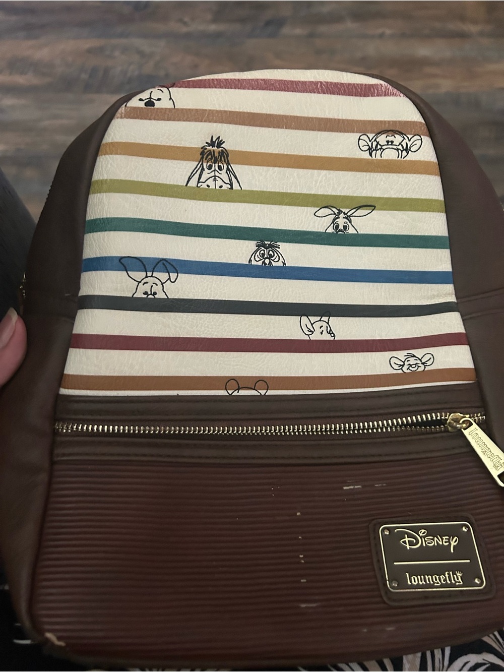 Loungefly Disney Winnie the Pooh Striped Brown Mini Backpack
